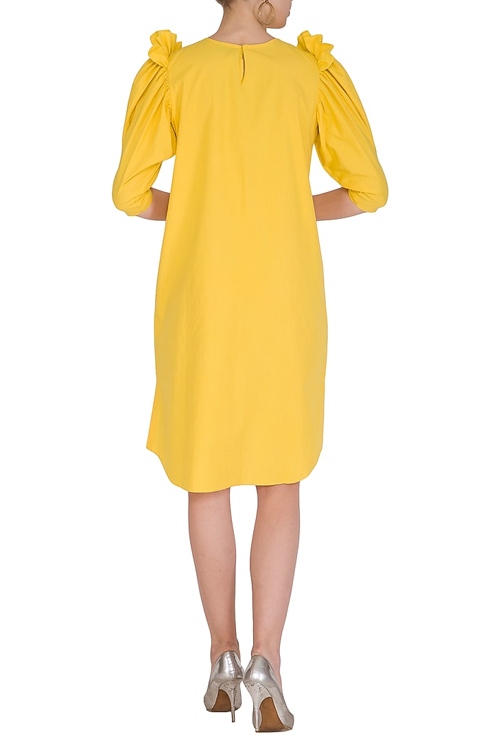 Yellow Bug Embroidered Vacation Dress by Samatvam By Anjali Bhaskar at Pernia's Pop Up Shop