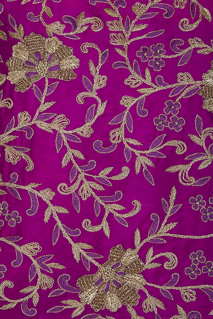 Purple Embroidered Off Shoulder Top With Wedding Lehenga Skirt by Samatvam By Anjali Bhaskar at Pernia's Pop Up Shop