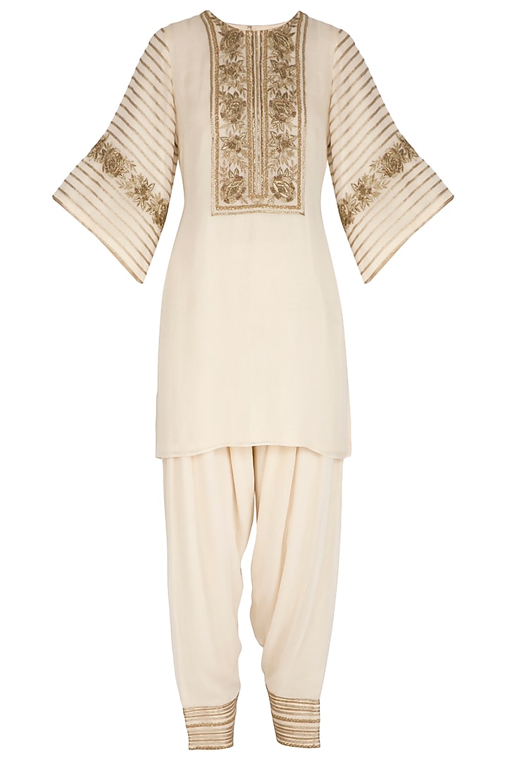 Ivory Hand Embroidered Kurta Set by Samatvam By Anjali Bhaskar at Pernia's Pop Up Shop