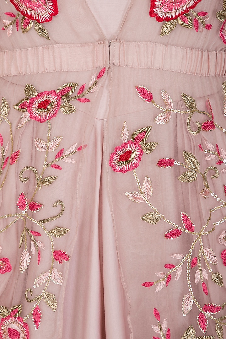 Pink Jumpsuit With Embroidered Jacket by Samatvam By Anjali Bhaskar at Pernia's Pop Up Shop