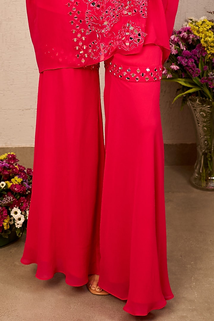 Hot Pink Viscose Georgette Party Wear Sharara Set by Samatvam By Anjali Bhaskar at Pernia's Pop Up Shop