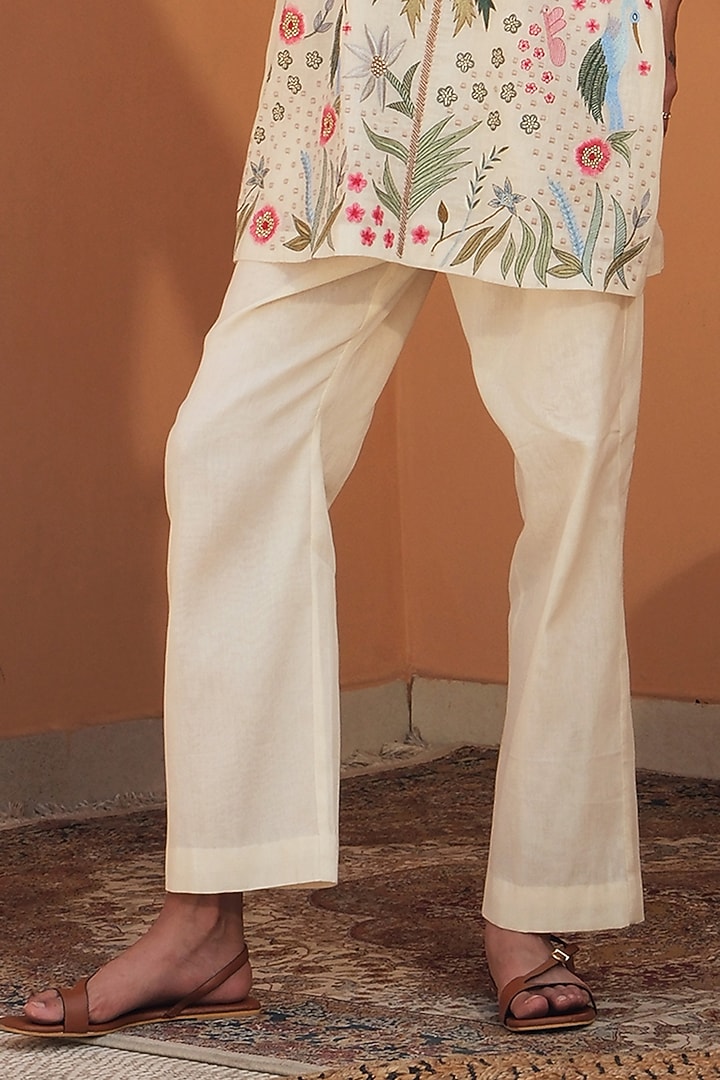 White Mul Mul Embroidered Co-Ord Set by Samatvam By Anjali Bhaskar at Pernia's Pop Up Shop