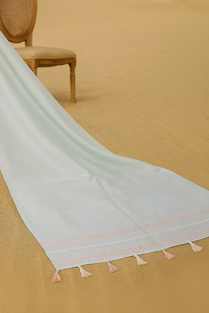 Powder Blue Chanderi Motif Embroidered Straight Kurta Set by Samatvam By Anjali Bhaskar at Pernia's Pop Up Shop