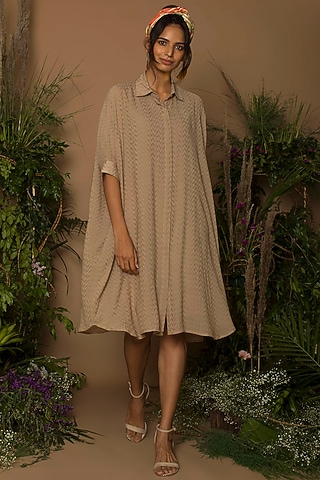 Warm Tan Kaftan Dress by Samatvam By Anjali Bhaskar