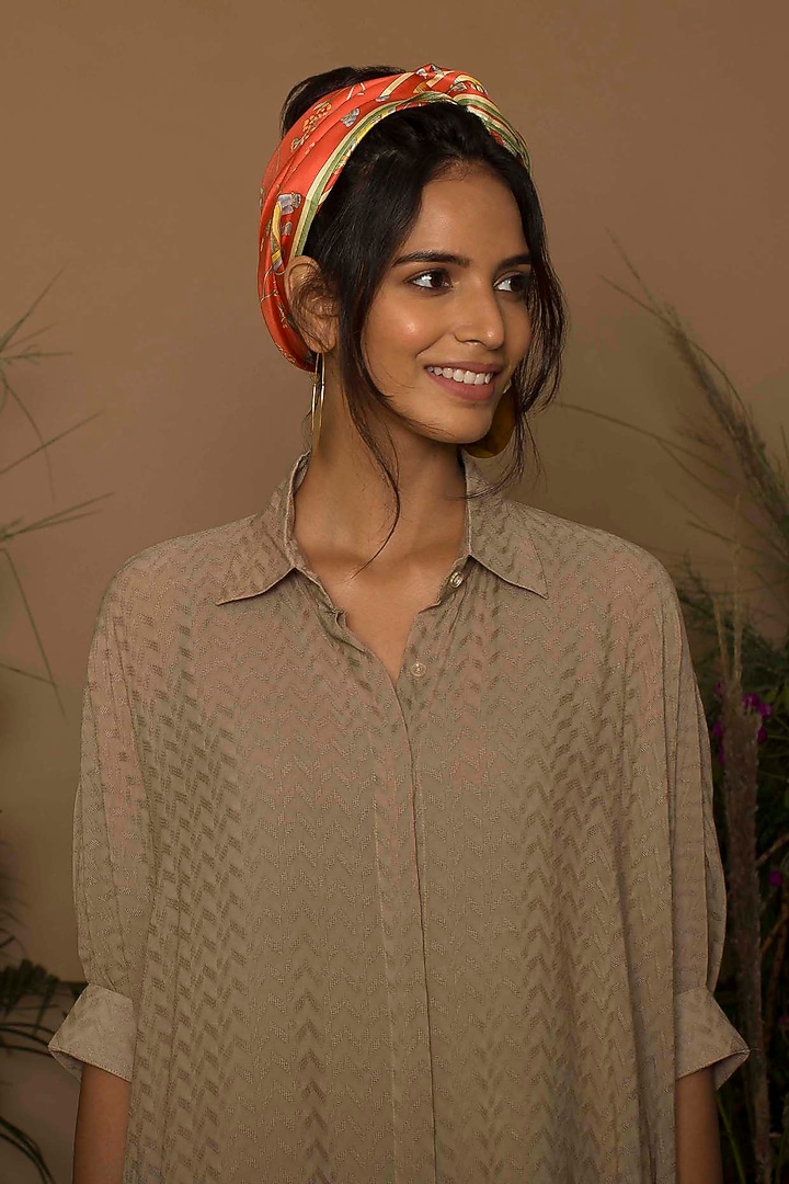 Warm Tan Kaftan Summer Dress by Samatvam By Anjali Bhaskar at Pernia's Pop Up Shop