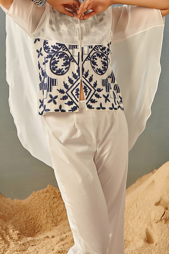 White Georgette Cotton Pant Set by Samatvam By Anjali Bhaskar at Pernia's Pop Up Shop