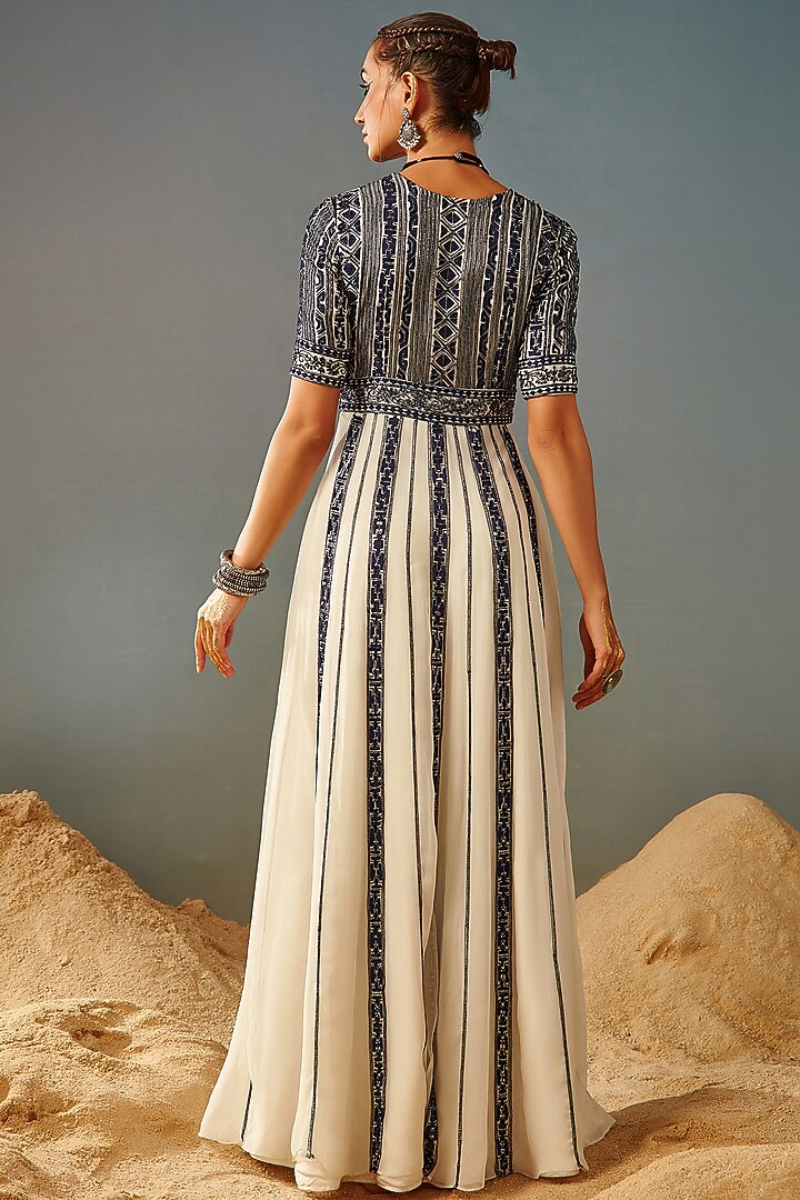 Ivory Embroidered Wedding Anarkali Set by Samatvam By Anjali Bhaskar at Pernia's Pop Up Shop