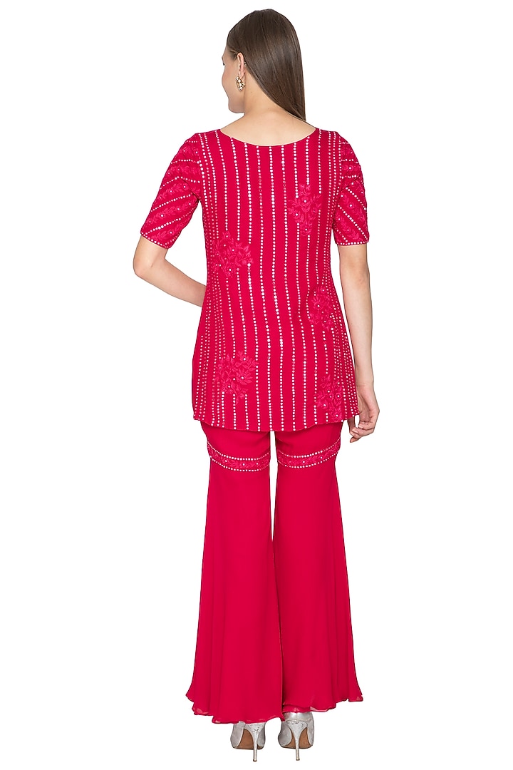 Fuchsia Pink Embroidered Wedding Sharara Set by Samatvam By Anjali Bhaskar at Pernia's Pop Up Shop