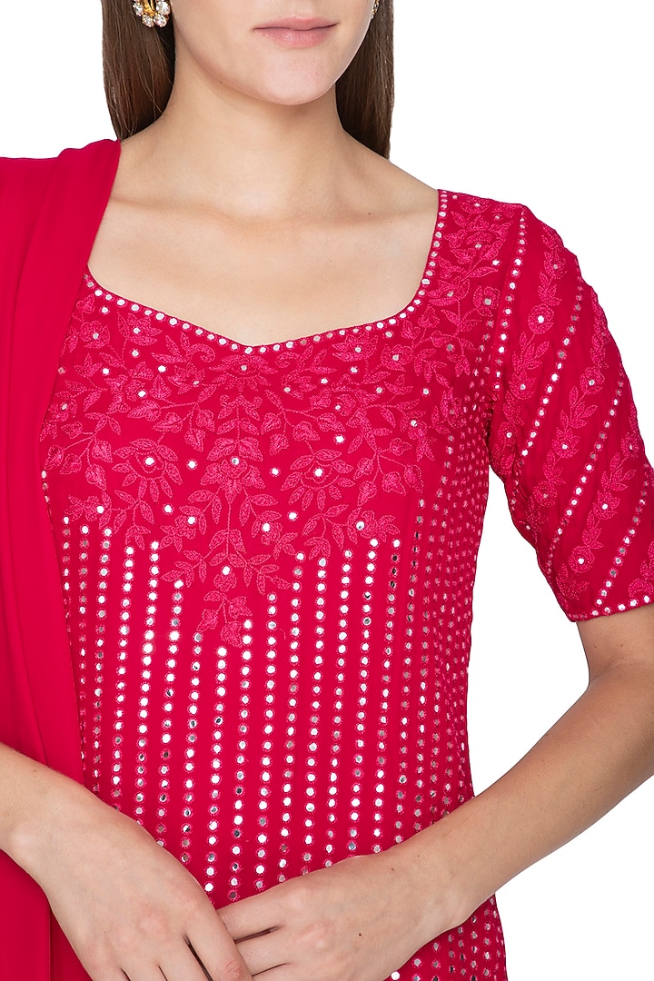 Fuchsia Pink Embroidered Wedding Sharara Set by Samatvam By Anjali Bhaskar at Pernia's Pop Up Shop