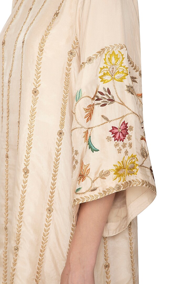Ivory Embroidered Kurta With Palazzo Pants by Samatvam By Anjali Bhaskar at Pernia's Pop Up Shop