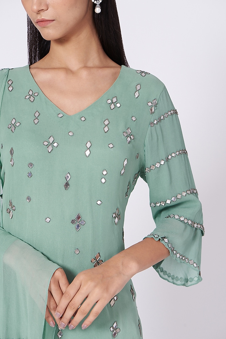 Powder Blue Embroidered Kurta Set by Samatvam By Anjali Bhaskar at Pernia's Pop Up Shop