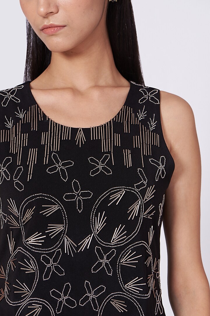Black Embellished Top by Samatvam By Anjali Bhaskar at Pernia's Pop Up Shop