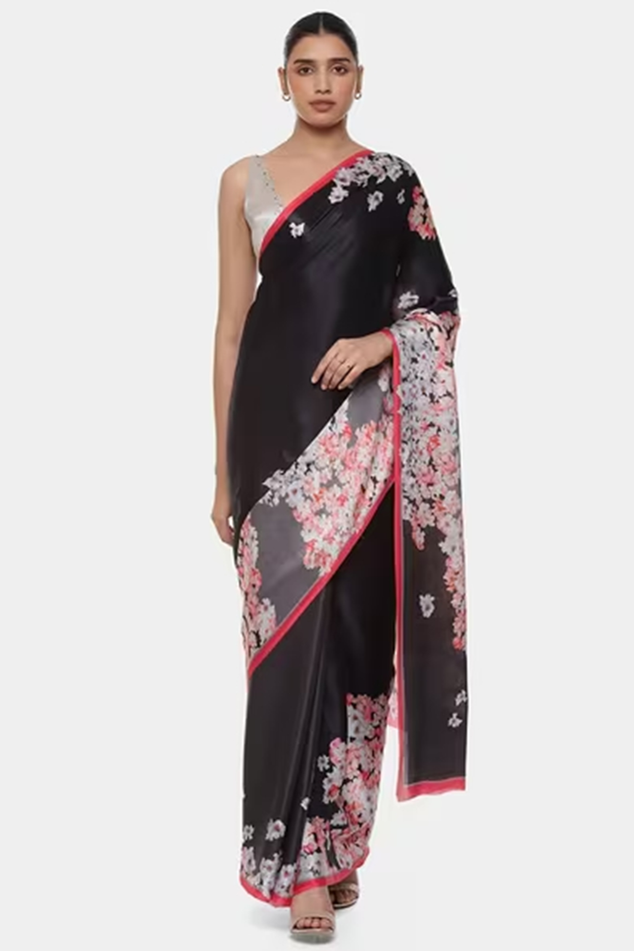 Multi-Colored Satin & Georgette Printed Party Wear Saree by Satya Paul at Pernia's Pop Up Shop