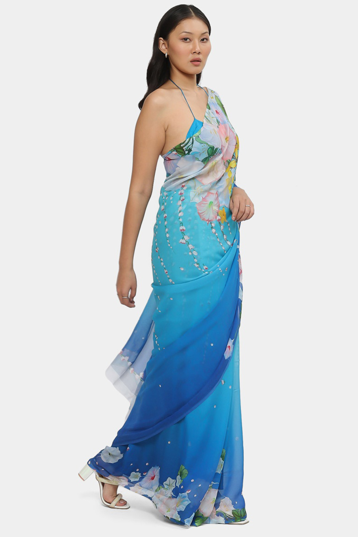 Multi-Colored Linen & Cotton Party Wear Saree by Satya Paul at Pernia's Pop Up Shop