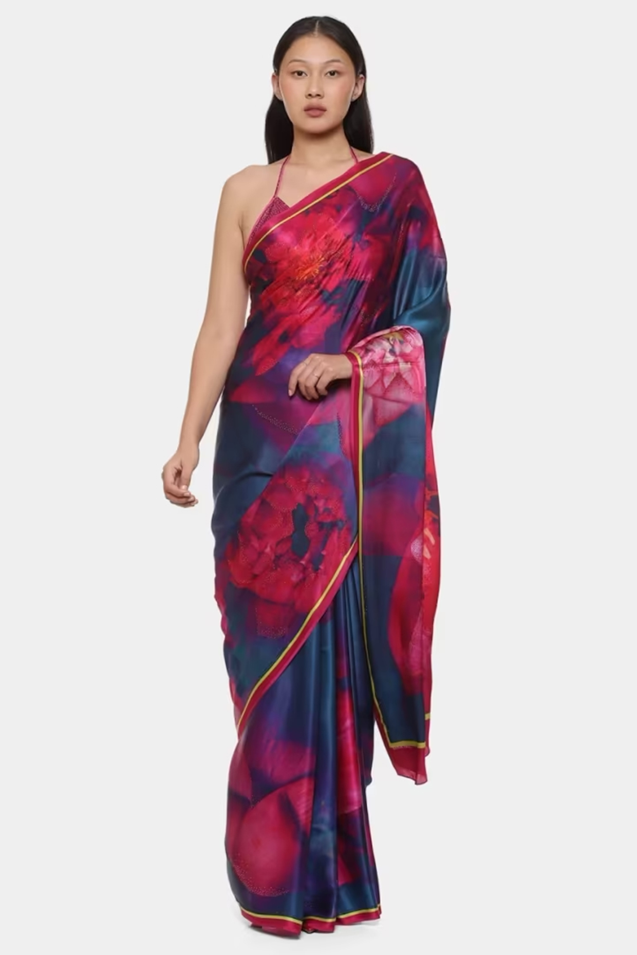 Violet Georgette Satin Wedding Saree by Satya Paul at Pernia's Pop Up Shop