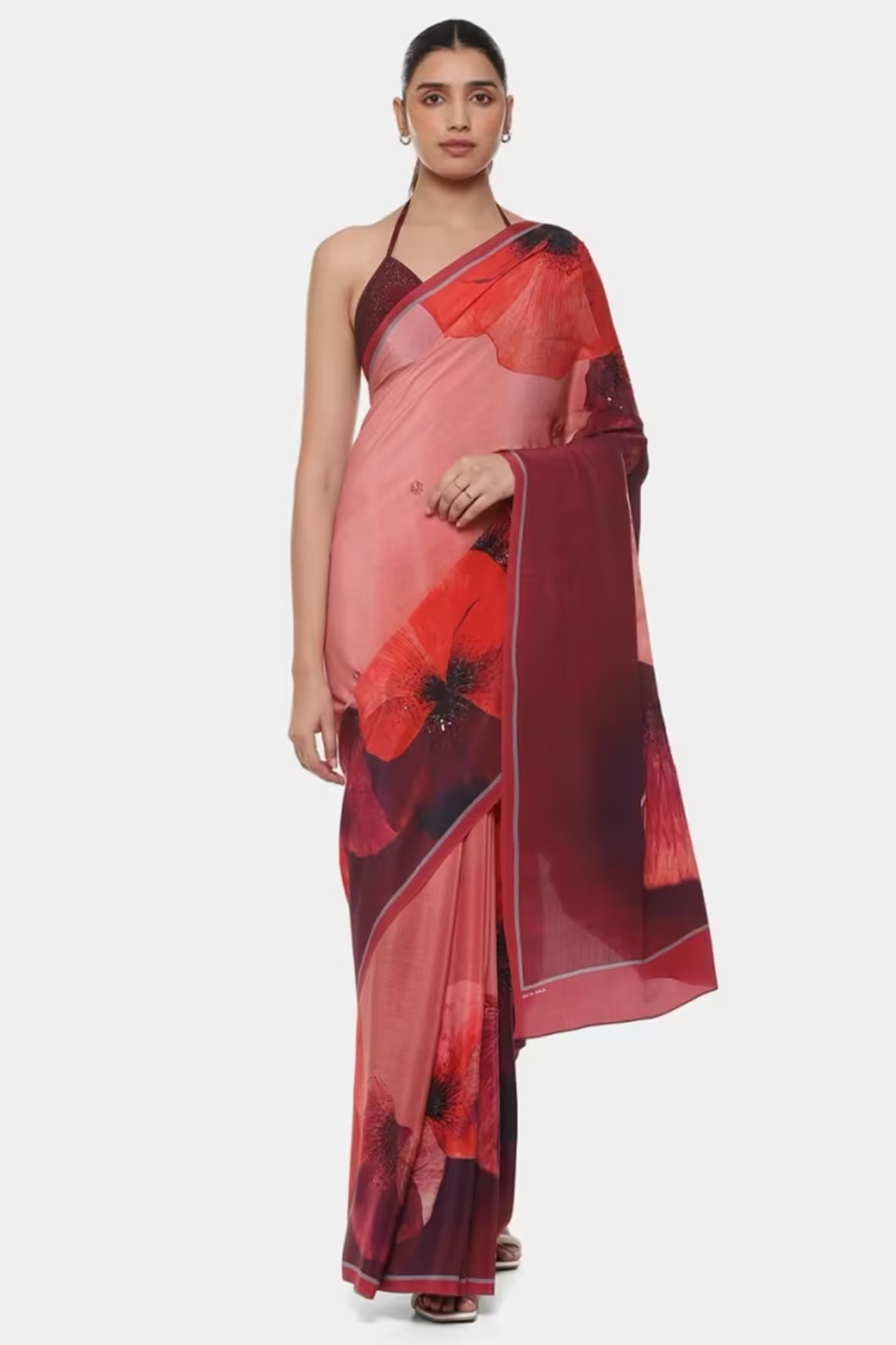 Multi-Colored Crepe Printed & Thread Work Wedding Saree by Satya Paul at Pernia's Pop Up Shop