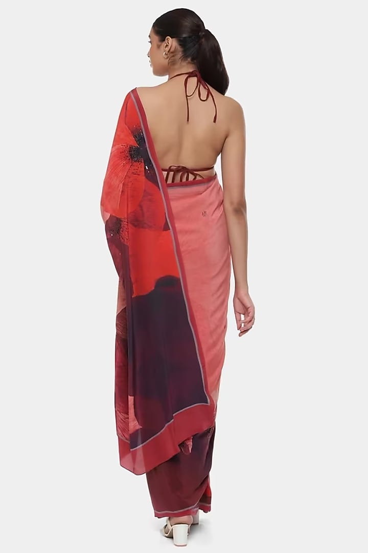Multi-Colored Crepe Printed & Thread Work Wedding Saree by Satya Paul at Pernia's Pop Up Shop