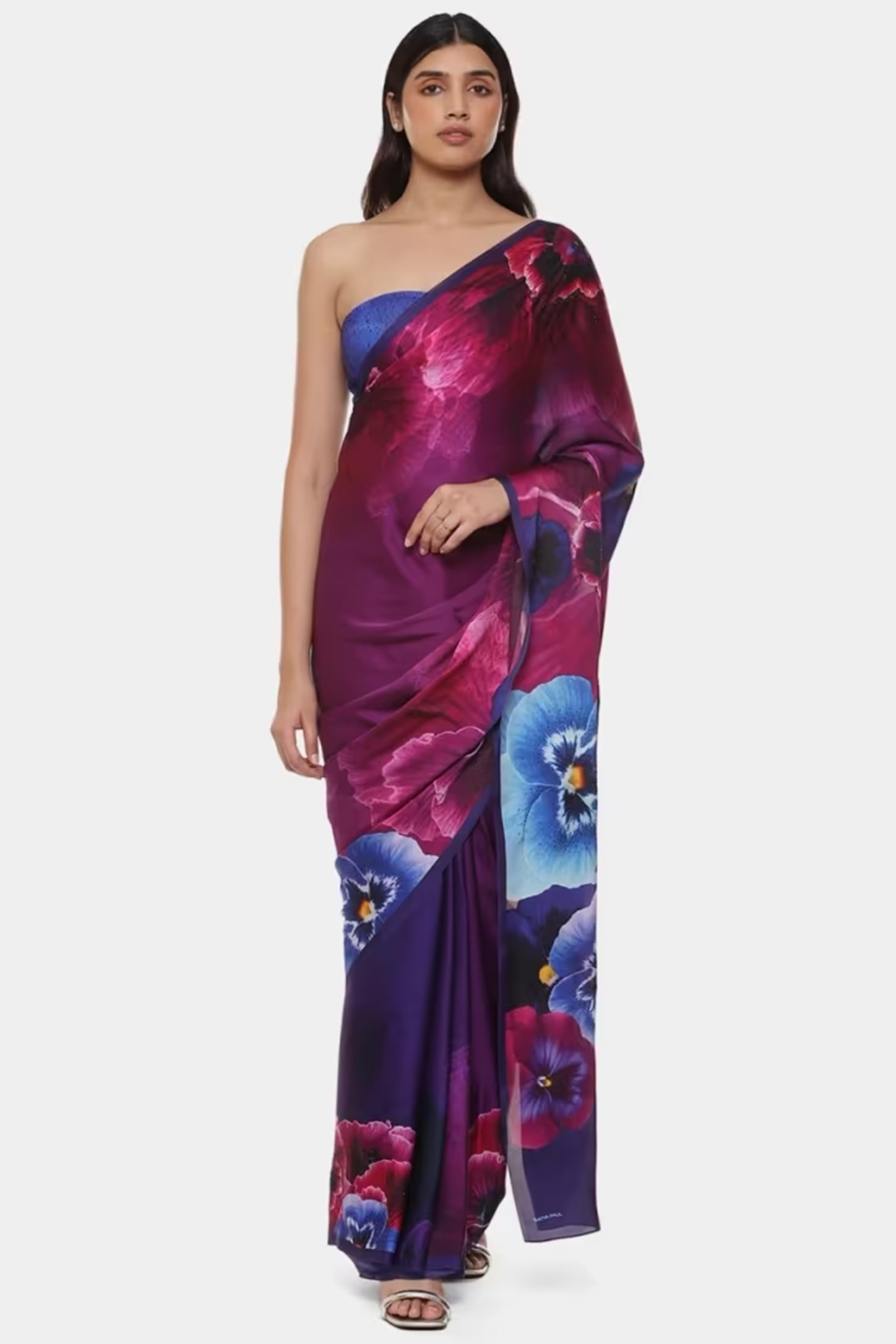 Multi-Colored Georgette Satin Wedding Saree by Satya Paul at Pernia's Pop Up Shop