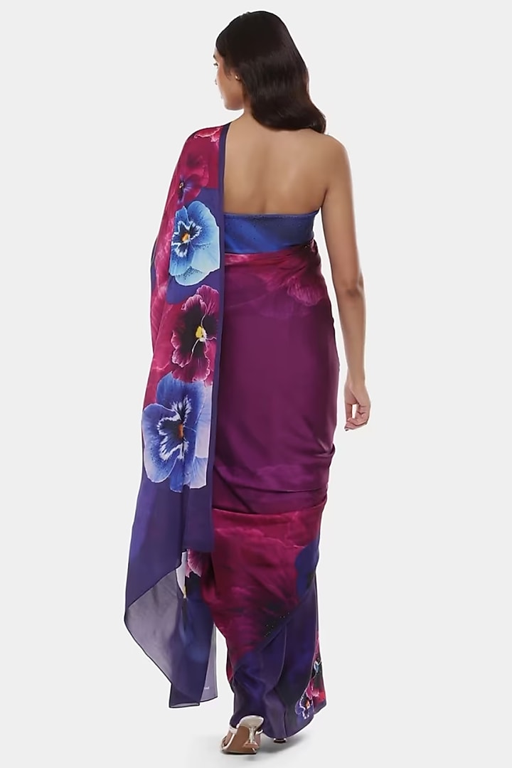 Multi-Colored Georgette Satin Wedding Saree by Satya Paul at Pernia's Pop Up Shop