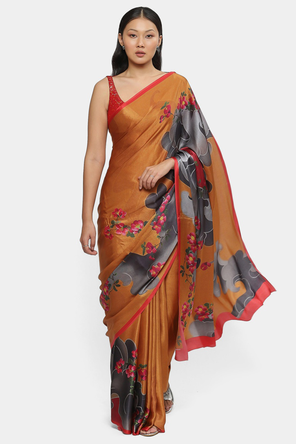 Multi-Colored Satin Georgette Party Wear Saree by Satya Paul at Pernia's Pop Up Shop