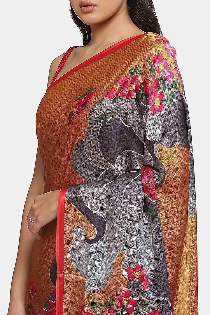 Multi-Colored Satin Georgette Party Wear Saree by Satya Paul at Pernia's Pop Up Shop