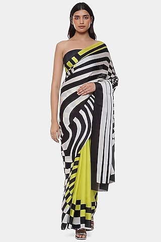 Multi-Colored Satin Georgette Printed Saree by Satya Paul