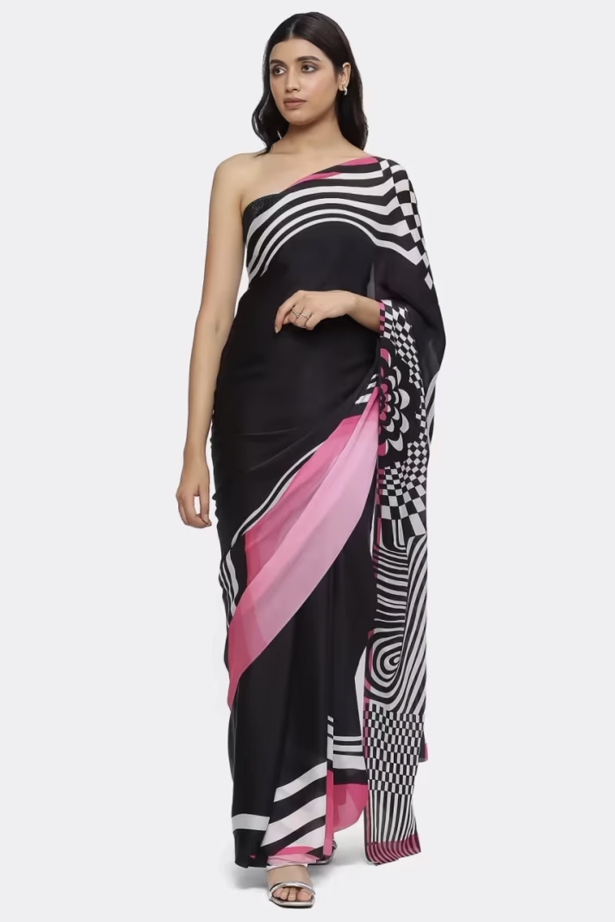 Multi-Colored Georgette Satin Party Wear Saree by Satya Paul at Pernia's Pop Up Shop