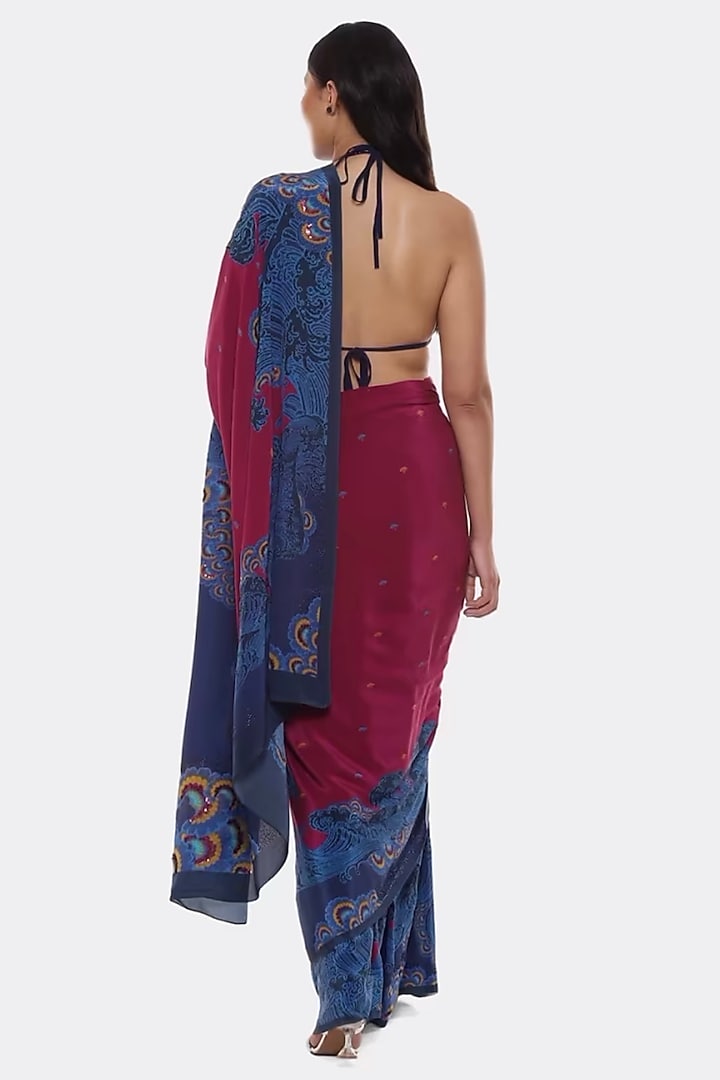 Multi-Colored Soft Crepe Wedding Saree by Satya Paul at Pernia's Pop Up Shop