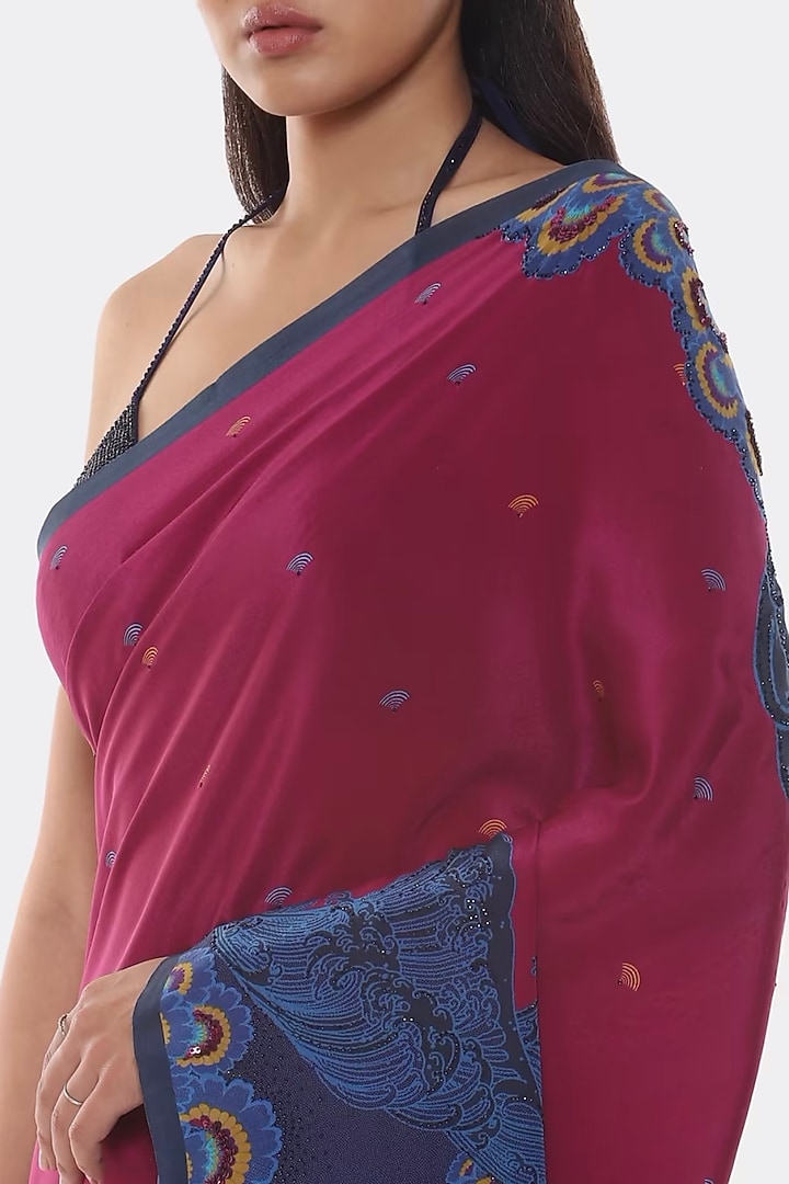 Multi-Colored Soft Crepe Wedding Saree by Satya Paul at Pernia's Pop Up Shop