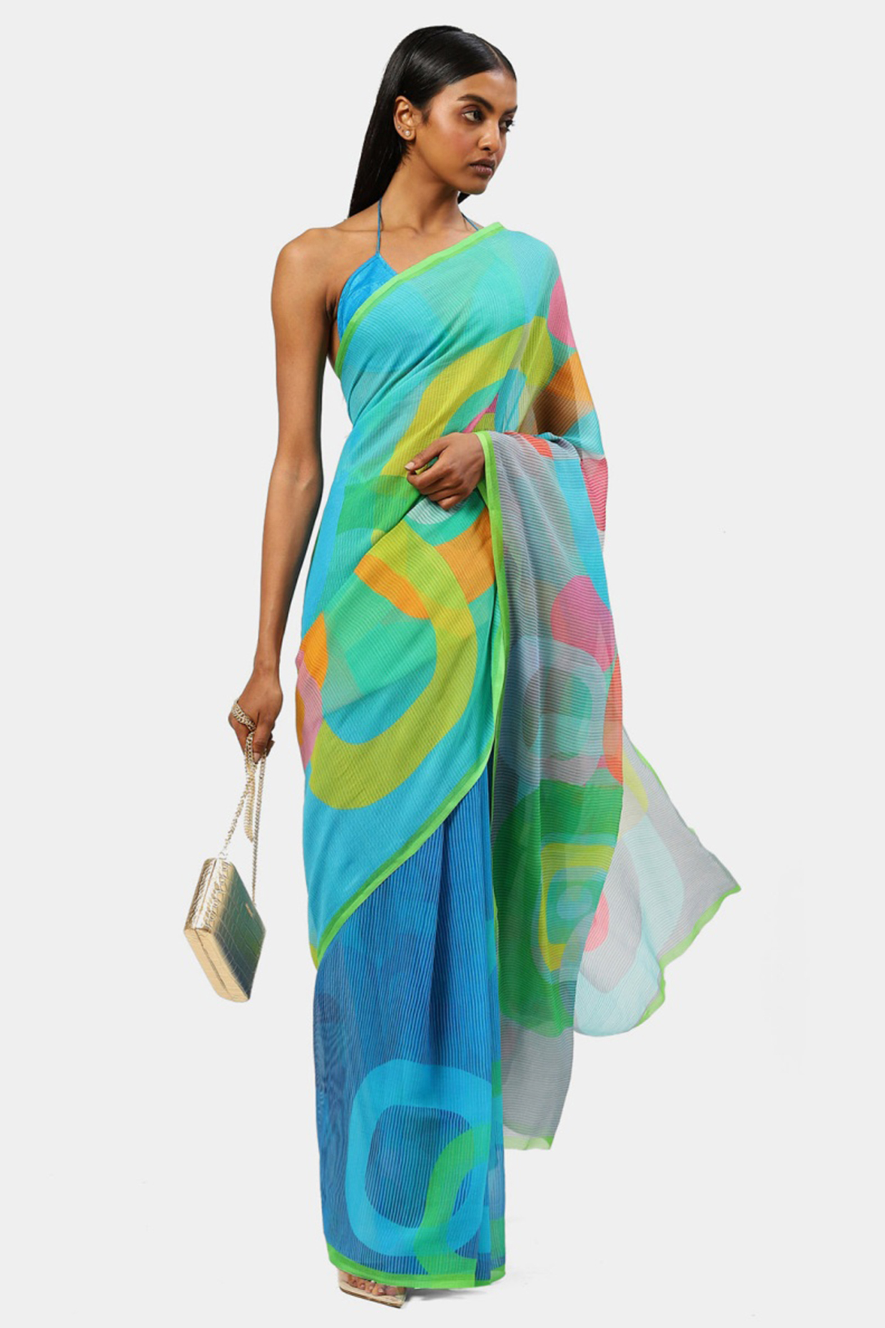 Multi-Colored Chiffon Party Wear Saree by Satya Paul at Pernia's Pop Up Shop