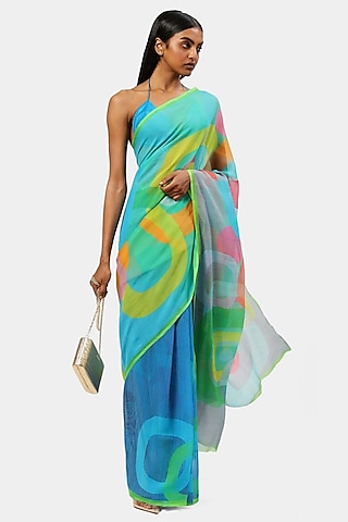 Multi-Colored Chiffon Saree by Satya Paul