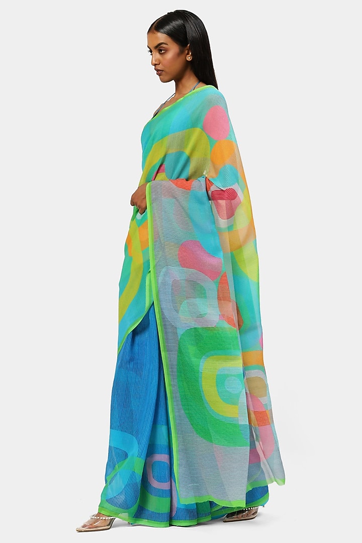 Multi-Colored Chiffon Party Wear Saree by Satya Paul at Pernia's Pop Up Shop