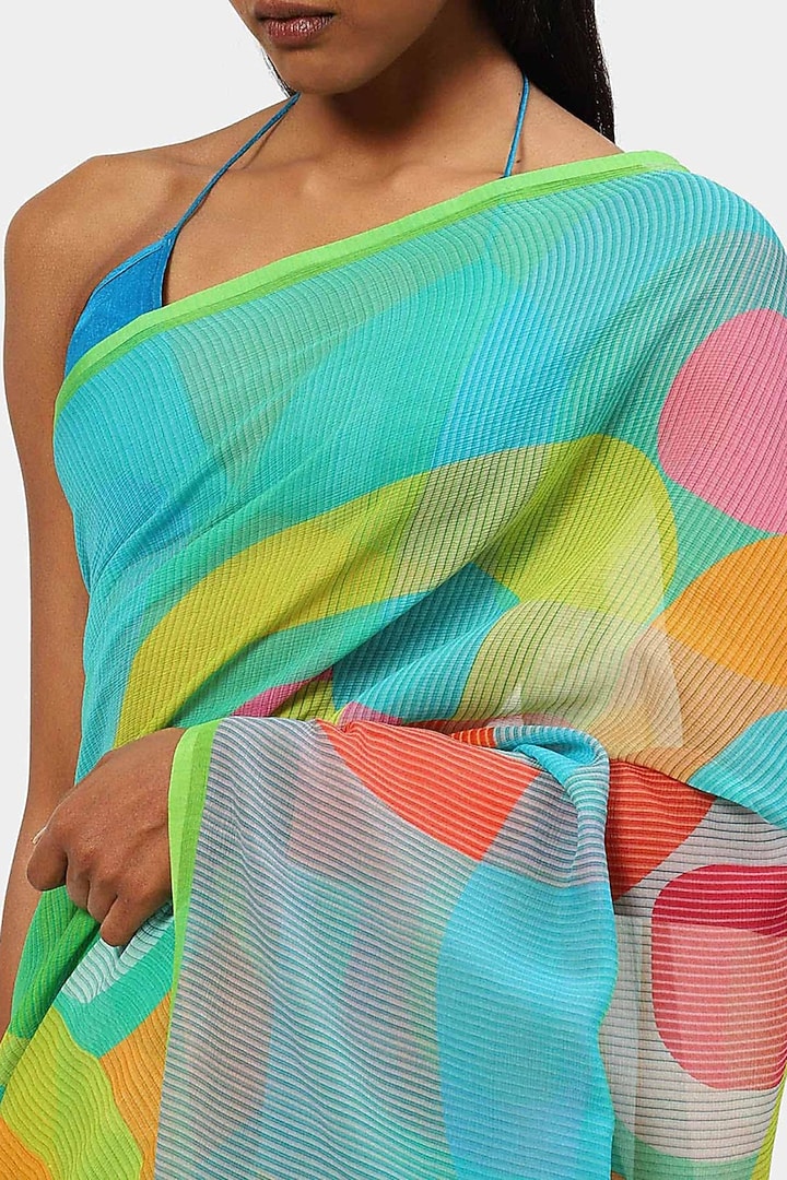 Multi-Colored Chiffon Party Wear Saree by Satya Paul at Pernia's Pop Up Shop