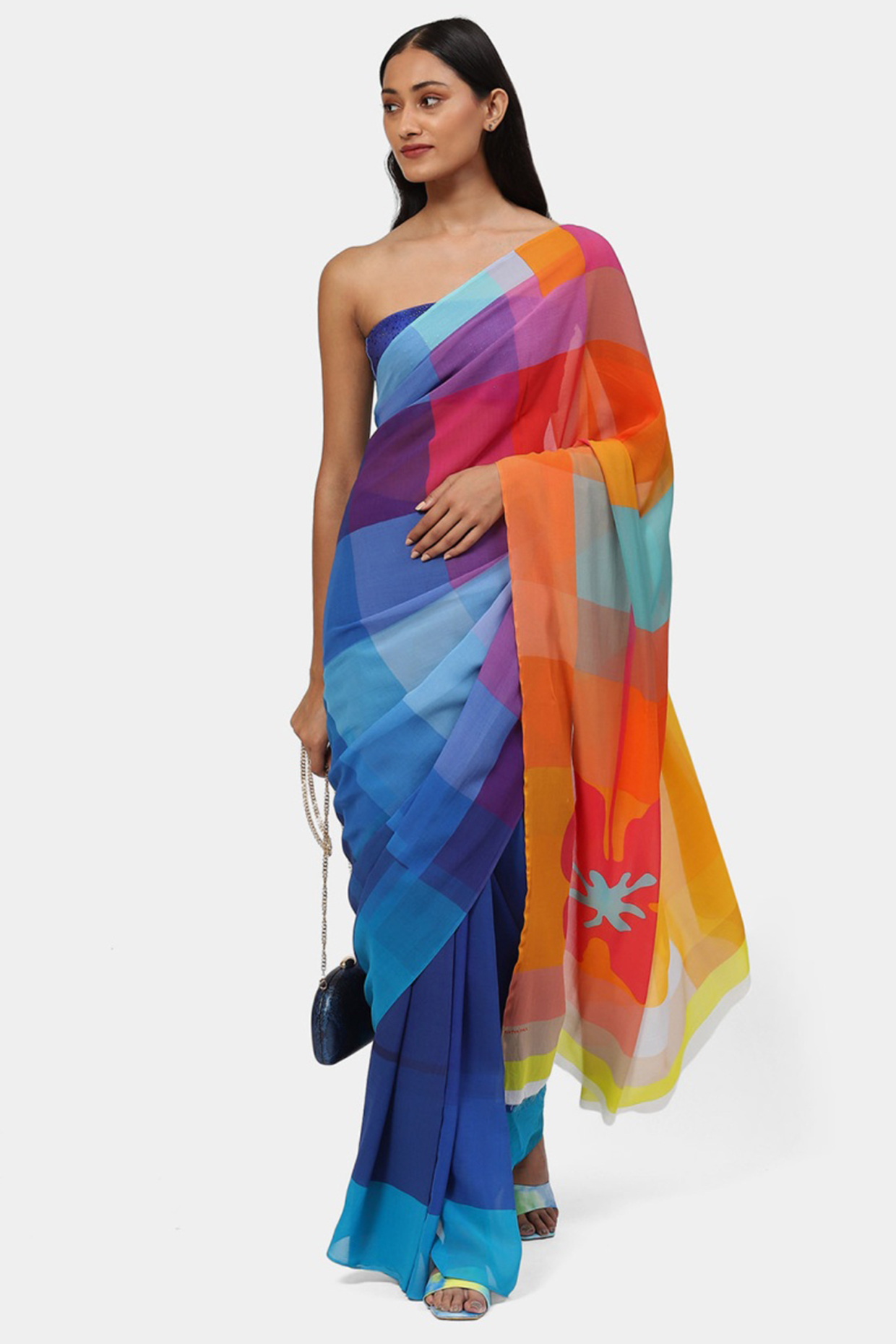 Multi-Colored Georgette Party Wear Saree by Satya Paul at Pernia's Pop Up Shop