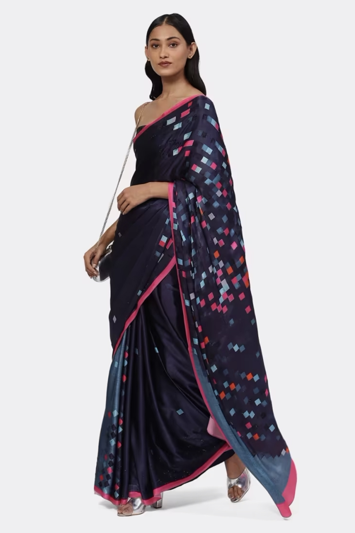 Multi-Colored Satin Georgette Wedding Saree by Satya Paul at Pernia's Pop Up Shop