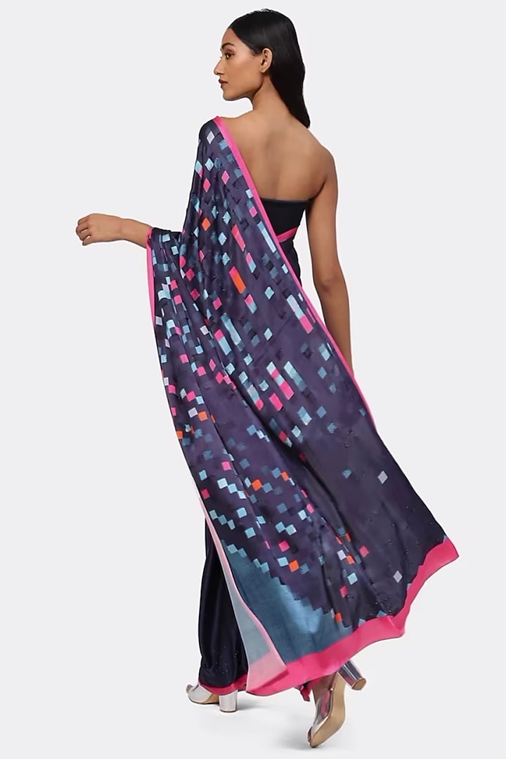 Multi-Colored Satin Georgette Wedding Saree by Satya Paul at Pernia's Pop Up Shop