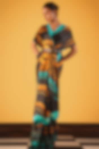 Black Georgette Satin Party Wear Saree by Satya Paul at Pernia's Pop Up Shop