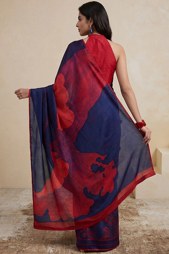 Deep Purple Georgette Satin Party Wear Saree by Satya Paul at Pernia's Pop Up Shop