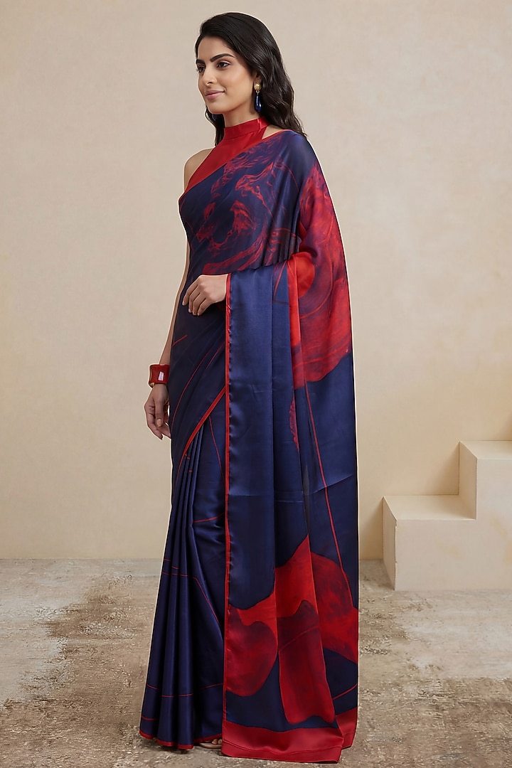 Deep Purple Georgette Satin Party Wear Saree by Satya Paul at Pernia's Pop Up Shop