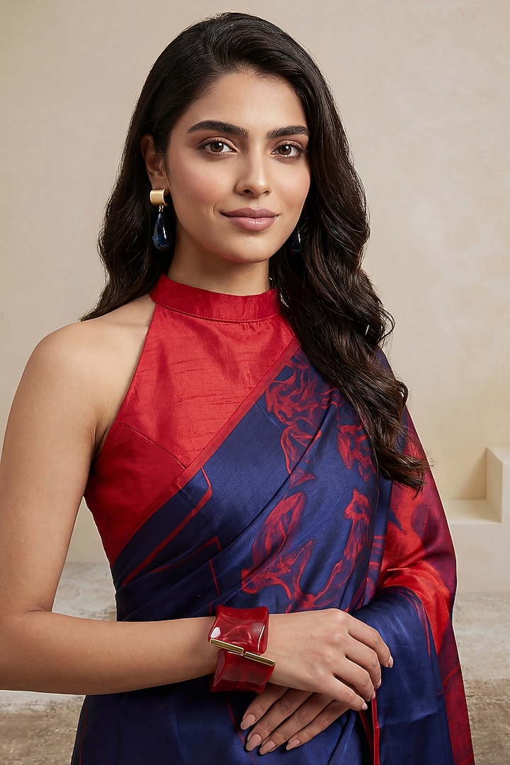 Deep Purple Georgette Satin Party Wear Saree by Satya Paul at Pernia's Pop Up Shop