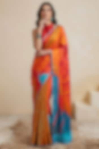 Multi-Colored Georgette Satin Party Wear Saree by Satya Paul at Pernia's Pop Up Shop