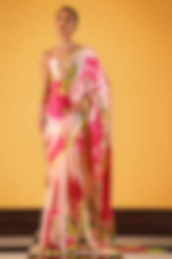 Soft Pink Silk Georgette Satin Party Wear Saree by Satya Paul at Pernia's Pop Up Shop