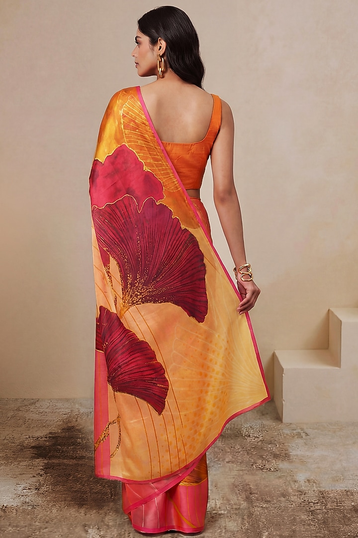 Pink Silk Georgette Satin Party Wear Saree by Satya Paul at Pernia's Pop Up Shop