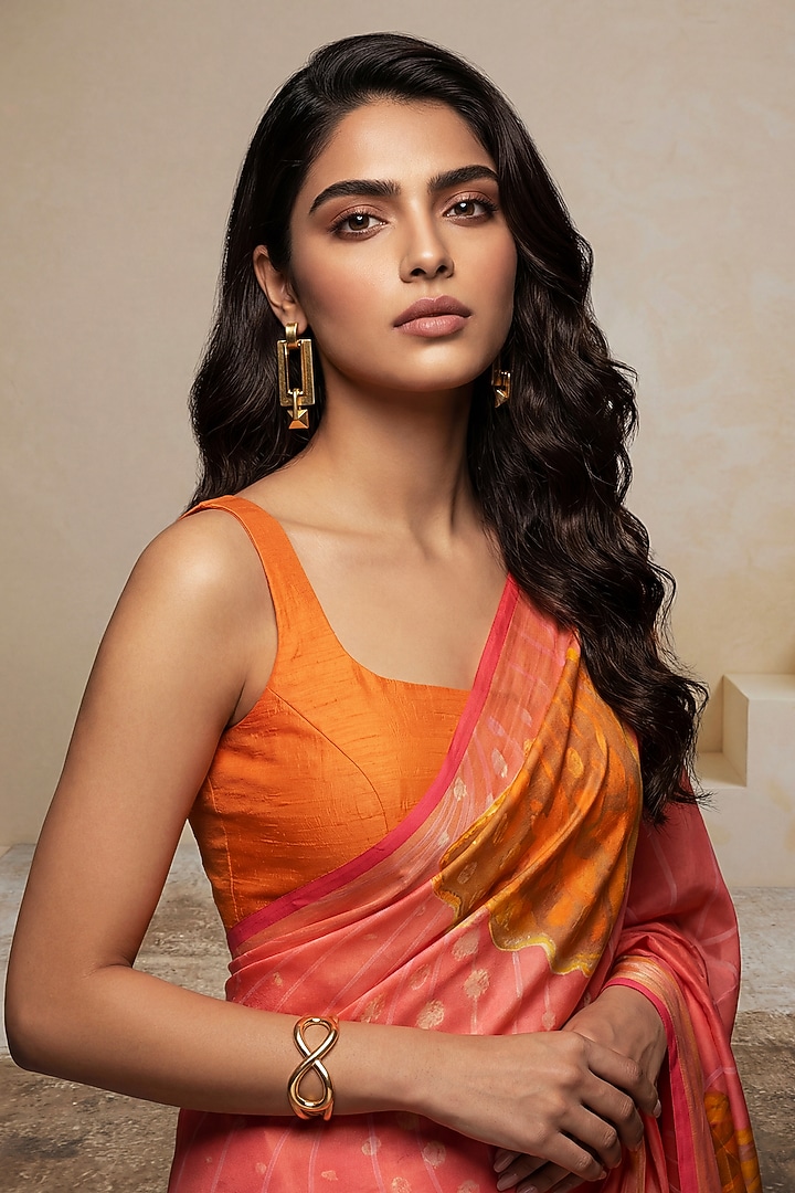 Pink Silk Georgette Satin Party Wear Saree by Satya Paul at Pernia's Pop Up Shop