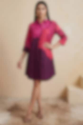 Pink & Magenta Linen Floral High-Low Tunic by Satya Paul at Pernia's Pop Up Shop