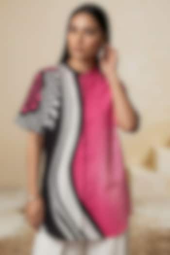 Pink Linen Striped Tunic by Satya Paul at Pernia's Pop Up Shop