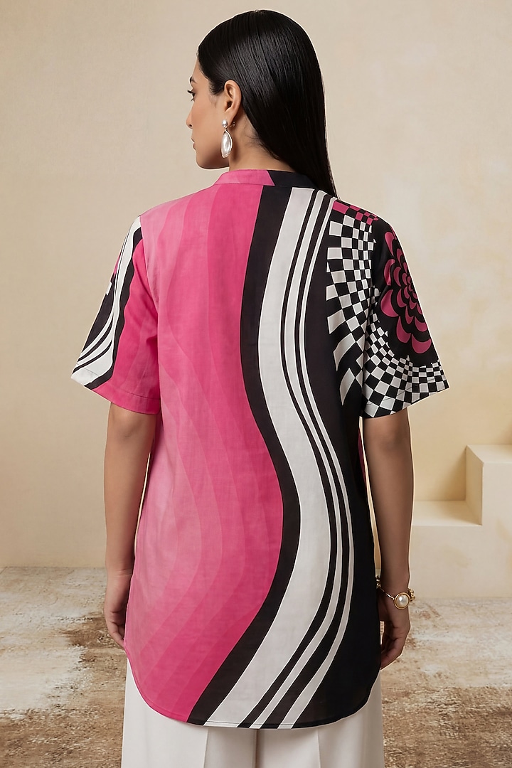 Pink Linen Striped Tunic by Satya Paul at Pernia's Pop Up Shop