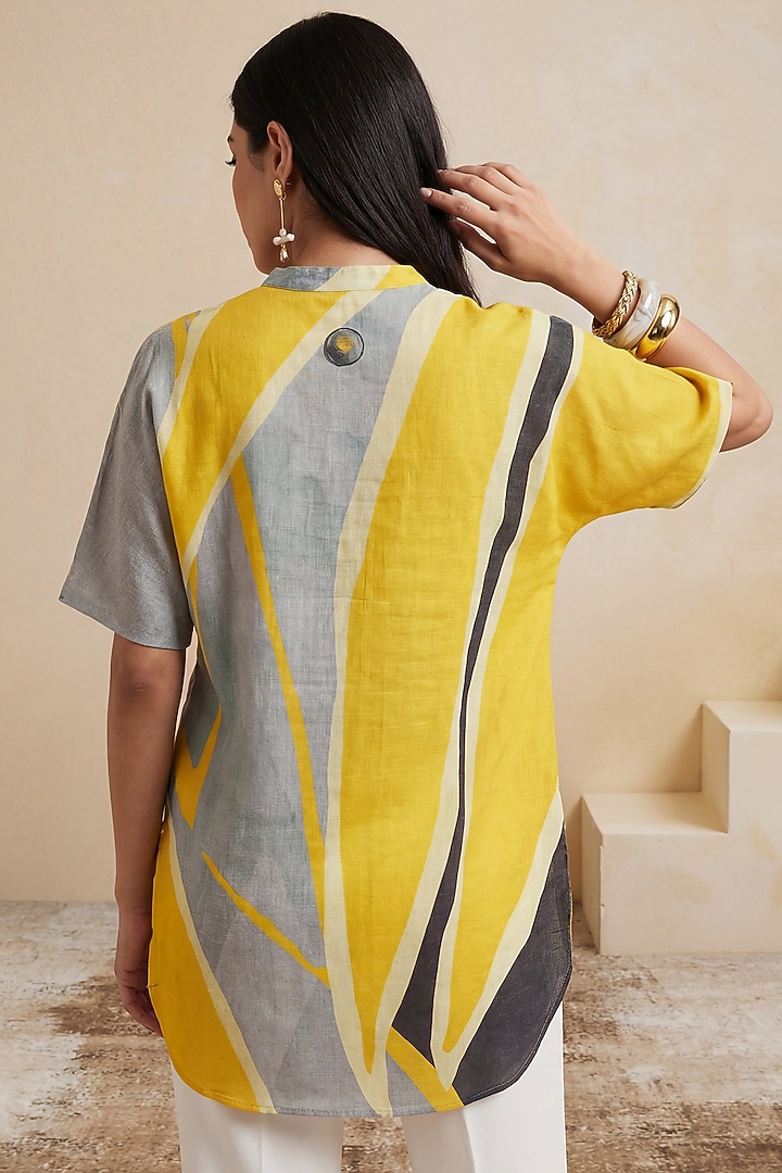 Yellow Viscose Linen High-Low Tunic by Satya Paul at Pernia's Pop Up Shop