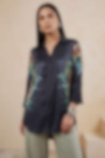 Deep Grey Poly Satin High-Low Tunic by Satya Paul at Pernia's Pop Up Shop