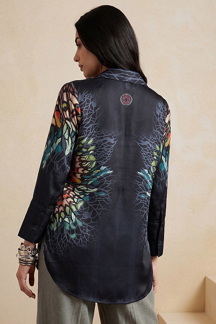 Deep Grey Poly Satin High-Low Tunic by Satya Paul at Pernia's Pop Up Shop